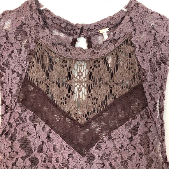 Free People Plum Lace Tiered Crochet Tank Medium - Picture 7 of 8